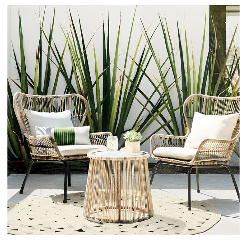 Outdoor Rattan Chair Leisure Courtyard Garden Terrace Table Chair ...