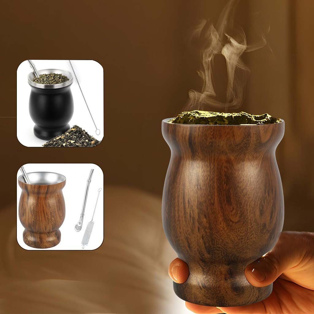 3Pcs/Set Beruth Bombilla Yerba Mate Cup Gourd 8oz / 230ml Double Walled ...