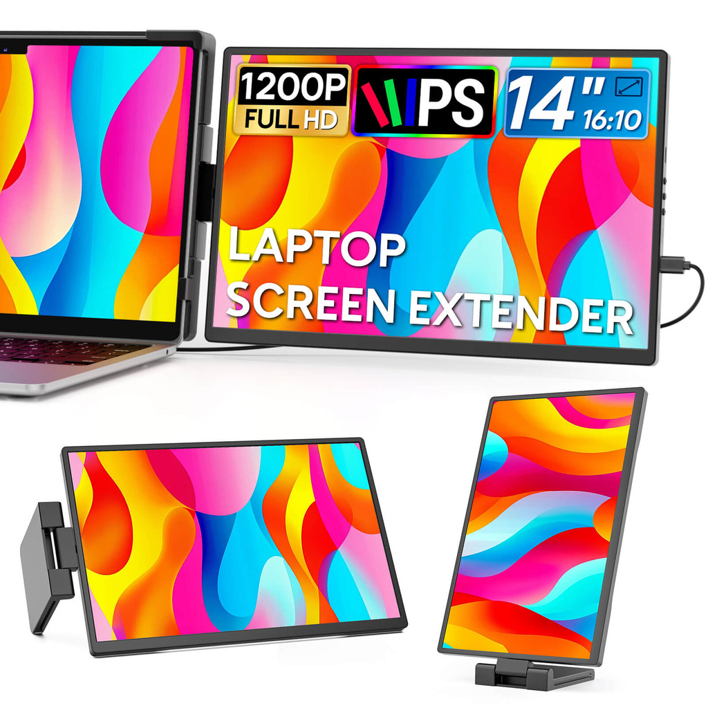 14-Inch FHD 1200P IPS Portable Monitor for Laptop Plug & Play Dual ...