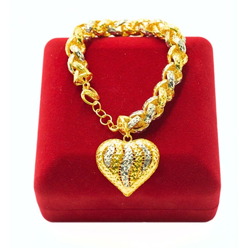 WAH CHAN 916 Gold Bracelet with White Gold Plating CSB001 - Rantai ...