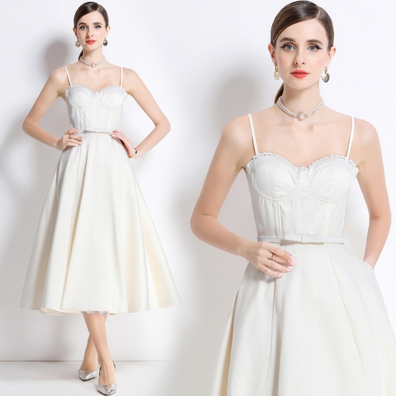 Women Suspender Dress, Tube Style Sequin Decoration Mesh Stitching French Vintage Prom Dress C2396 main image 0