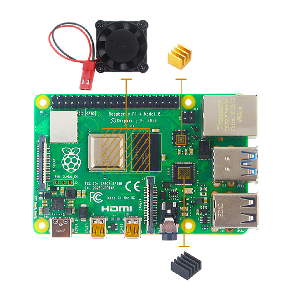 Cooling Fan Cooler Module Heatsink Radiator Kit for Raspberry Pi RPi 4 ...
