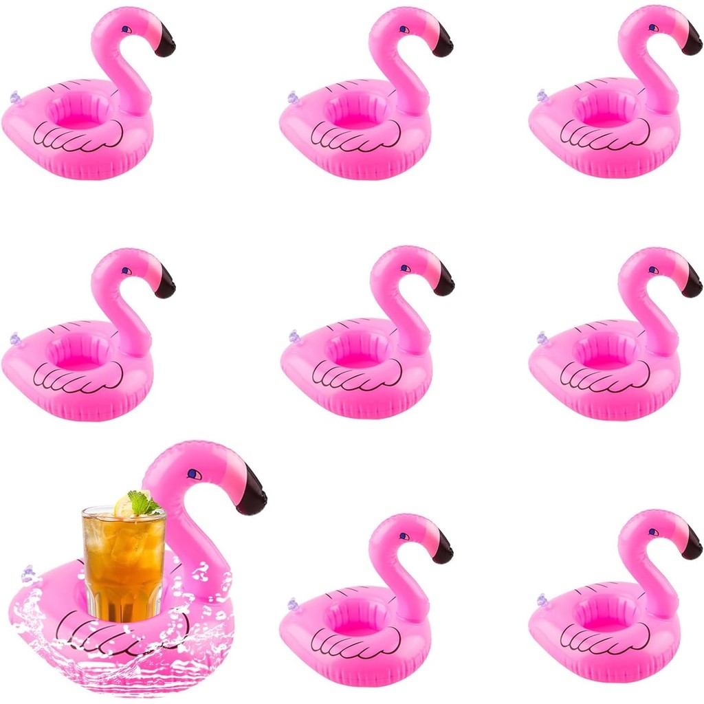 Lot De 4 Porte-Boissons Gonflables Flamants Roses - Pour Piscine, Plage - Support Pour Bouteilles Et Verres