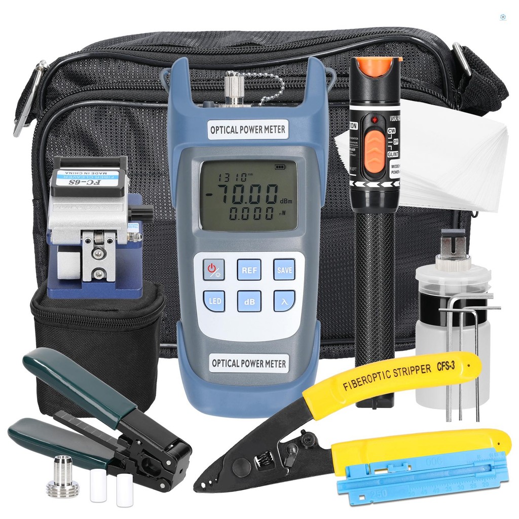Fiber Optic FTTH Tool Kit Optical Power Meter Fiber Cleaver Wire ...