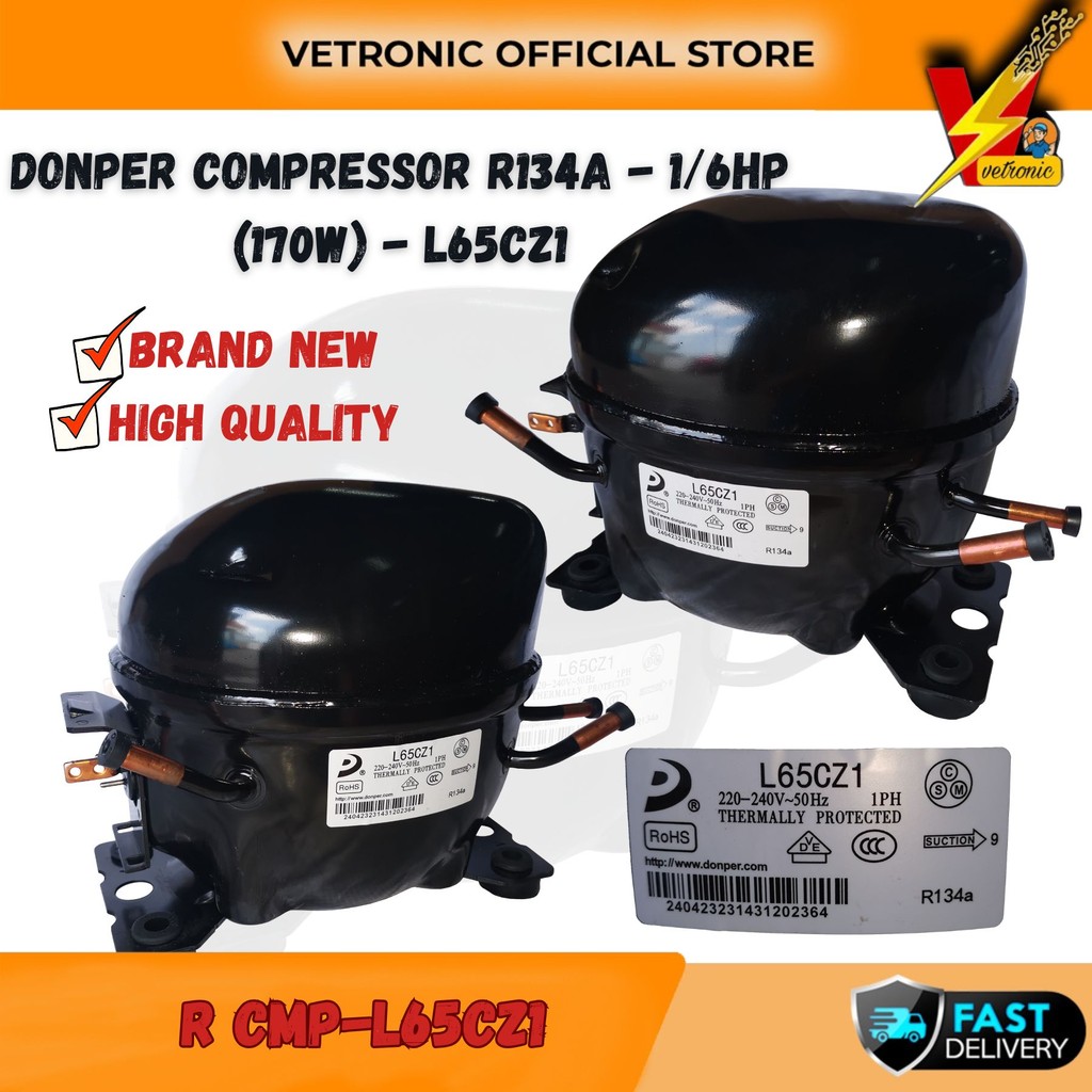 REFRIGERATOR D0NP3R COMPRESSOR R134A - R CMP-L65CZ1 - 1/6HP (170W ...