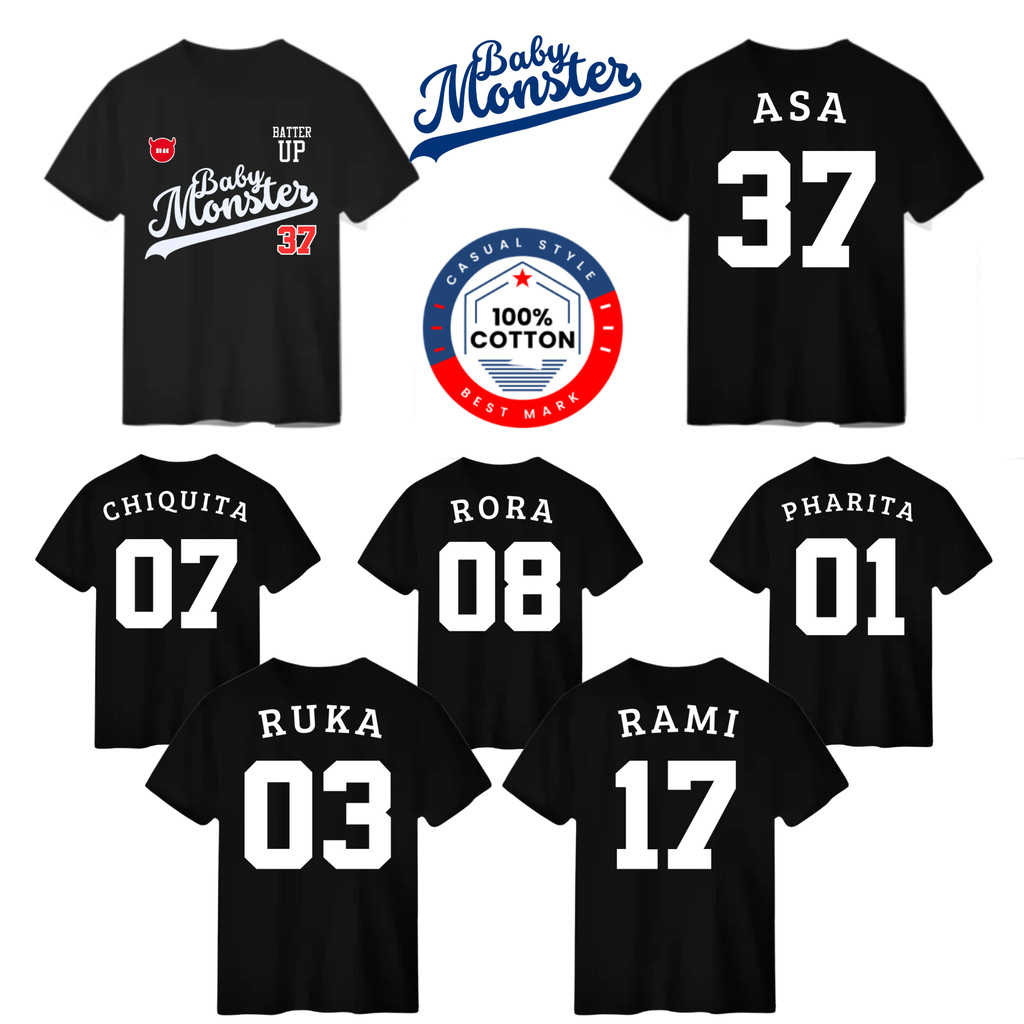 Kaos baby monster hitam baju atasan oblong kemeja-t babymonster pharita ...
