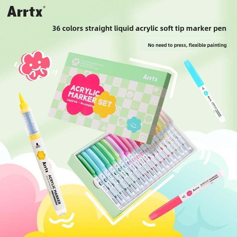 Arrtx Free Ink System 36Colors Acrylic Markers, Brush Tip Water-Based ...