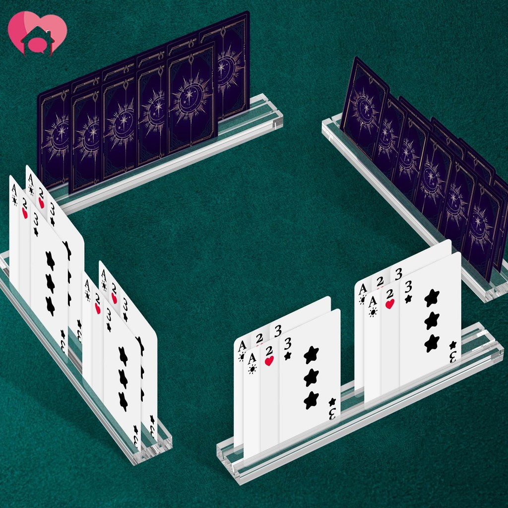 4Pcs Transparent Acrylic Playing Card Rack Game Card Holder With Double ...