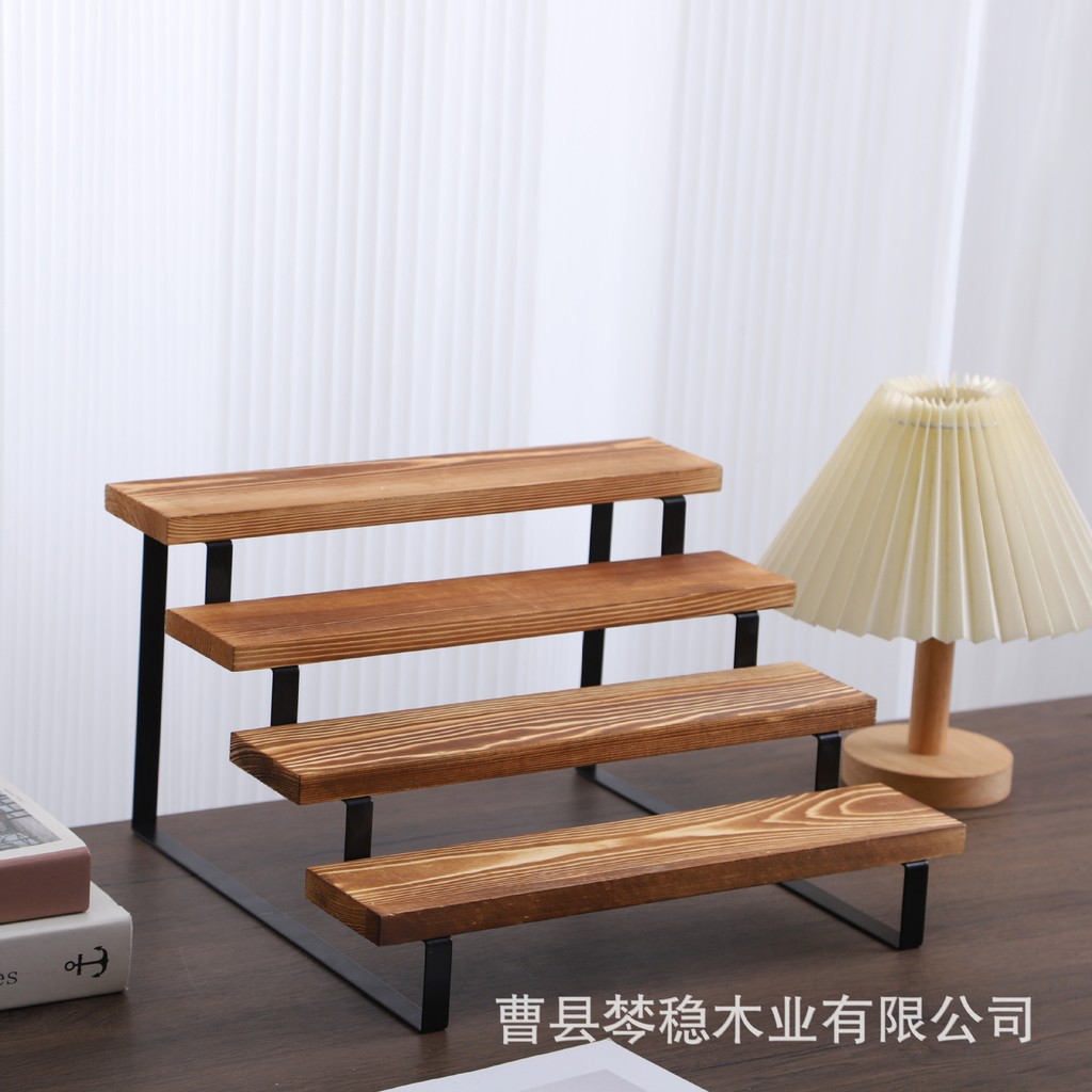Ready Stock Ladder Display Rack Wooden Multi-Layer Shelf Perfume Coffee ...