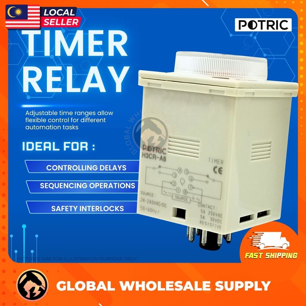 POTRIC H3CE-A8 Timer Relay 8 Pin Timer Switch Control Industrial Power ...