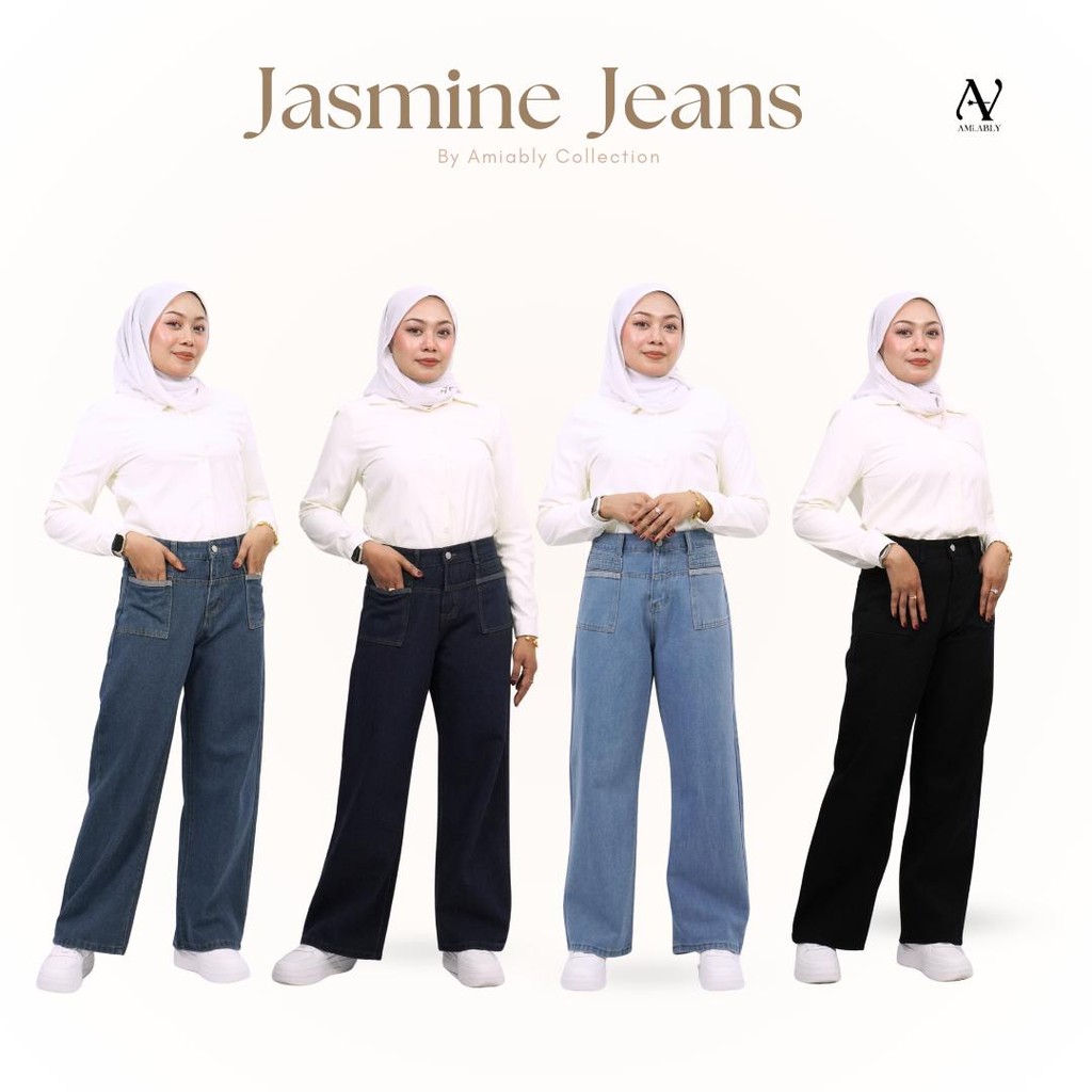Amiably JASMINE JEANS Cutting Straight Cut Loose ronless High Waist ...