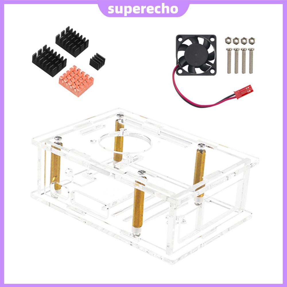 For Raspberry Pi 5 Acrylic Case Copper/Aluminium Heatsinks Enlosure ...
