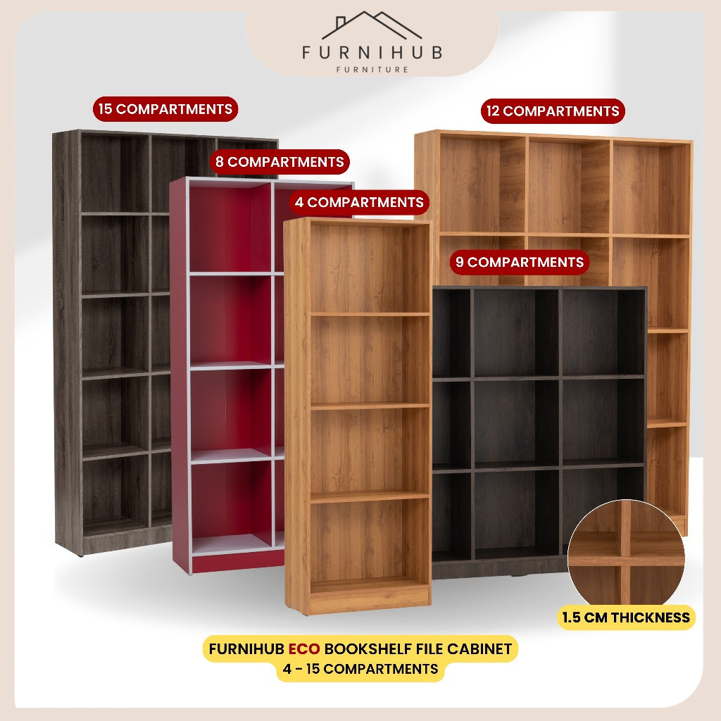 Furnihub ECO Bookshelf File Cabinet | Rak Kabinet Almari Buku - 4/8/9 ...