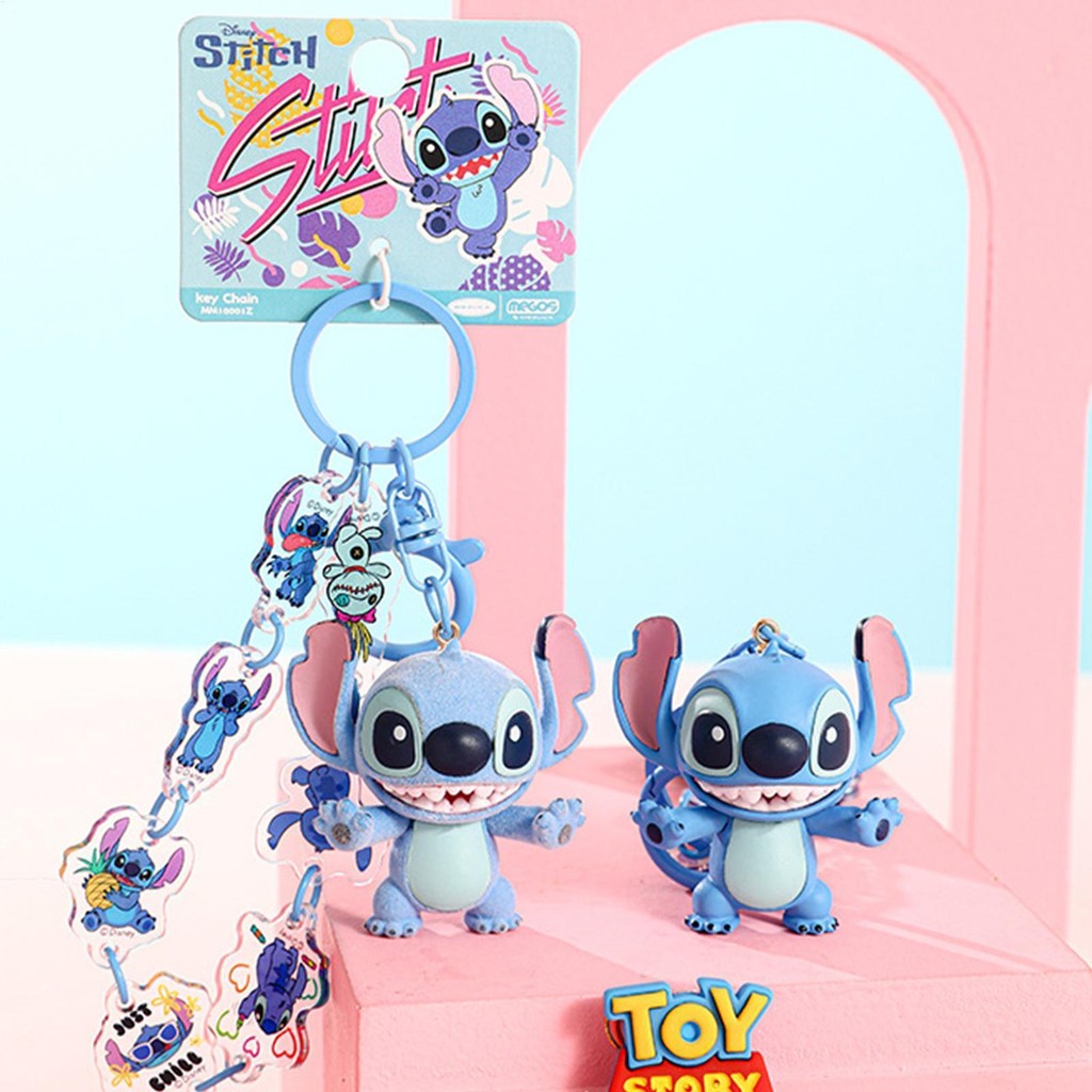 Flocking Stitch keychain Stitch school bag pendant cute car key chain ...