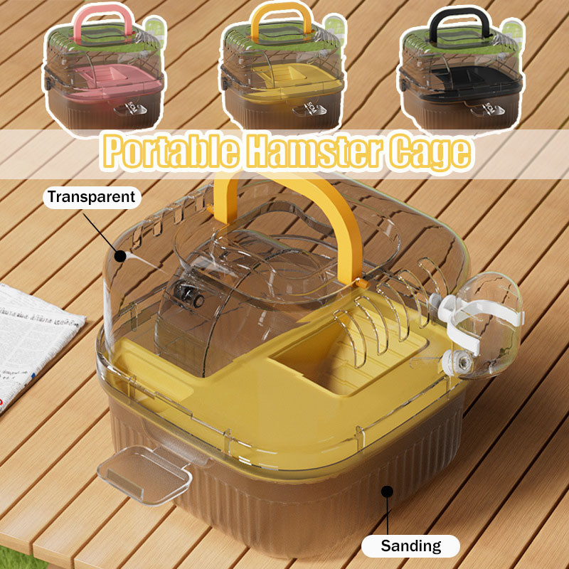 Portable Hamster Cage Handheld with Water Dispenser Transparent Outdoor ...