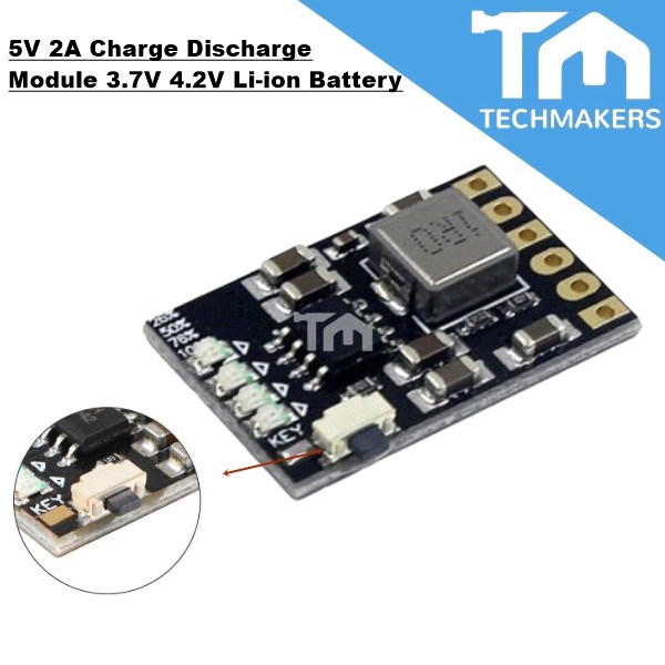 5V 2A Charge Discharge Module 3.7V 4.2V Li-ion Battery Charge Boost ...