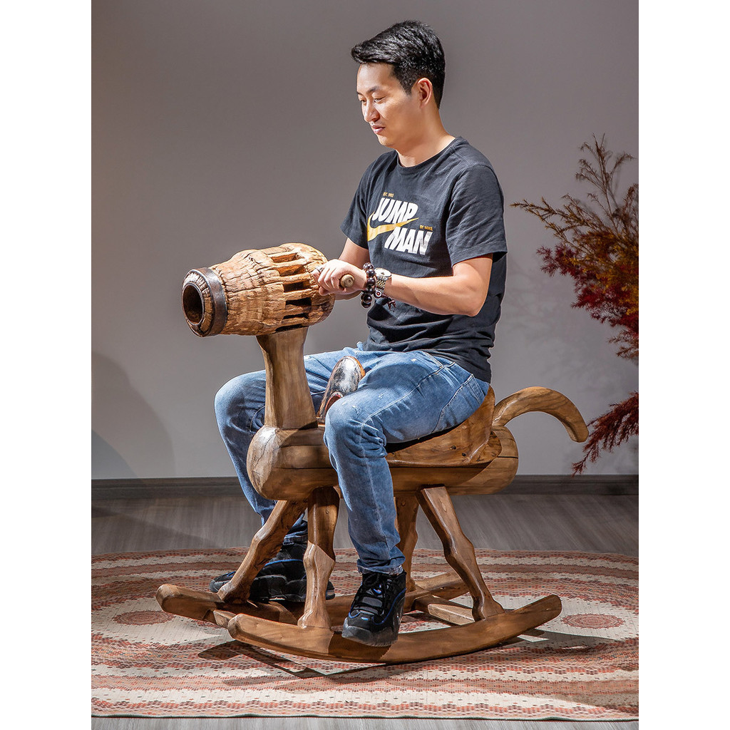 Southeast Asian Old Log Rocking Horse Adult Can Sit Solid Wood B & B ...