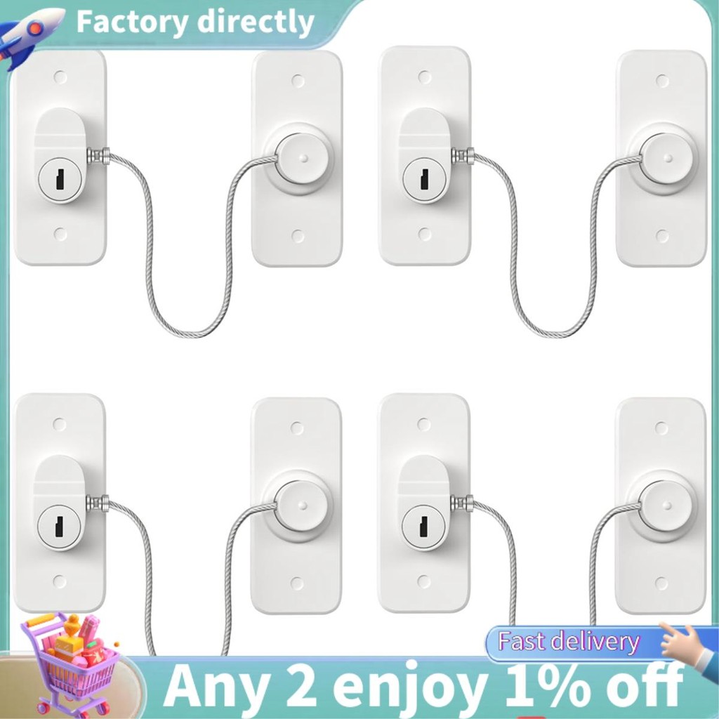 4 Pack Mini Fridge Locks Cupboard Lock for Kids No Drill Cabinet Lock ...