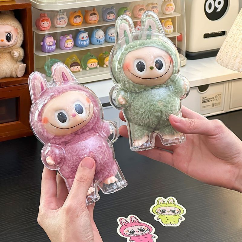 Full Set LABUBU Macaron Sitting Party Transparent Protective Cases Labu ...
