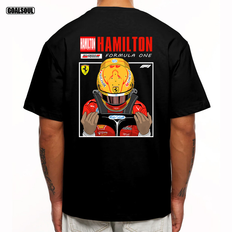 F1 Hamilton T-Shirt Ferrari Racing American Retro Casual Trendy Men ...