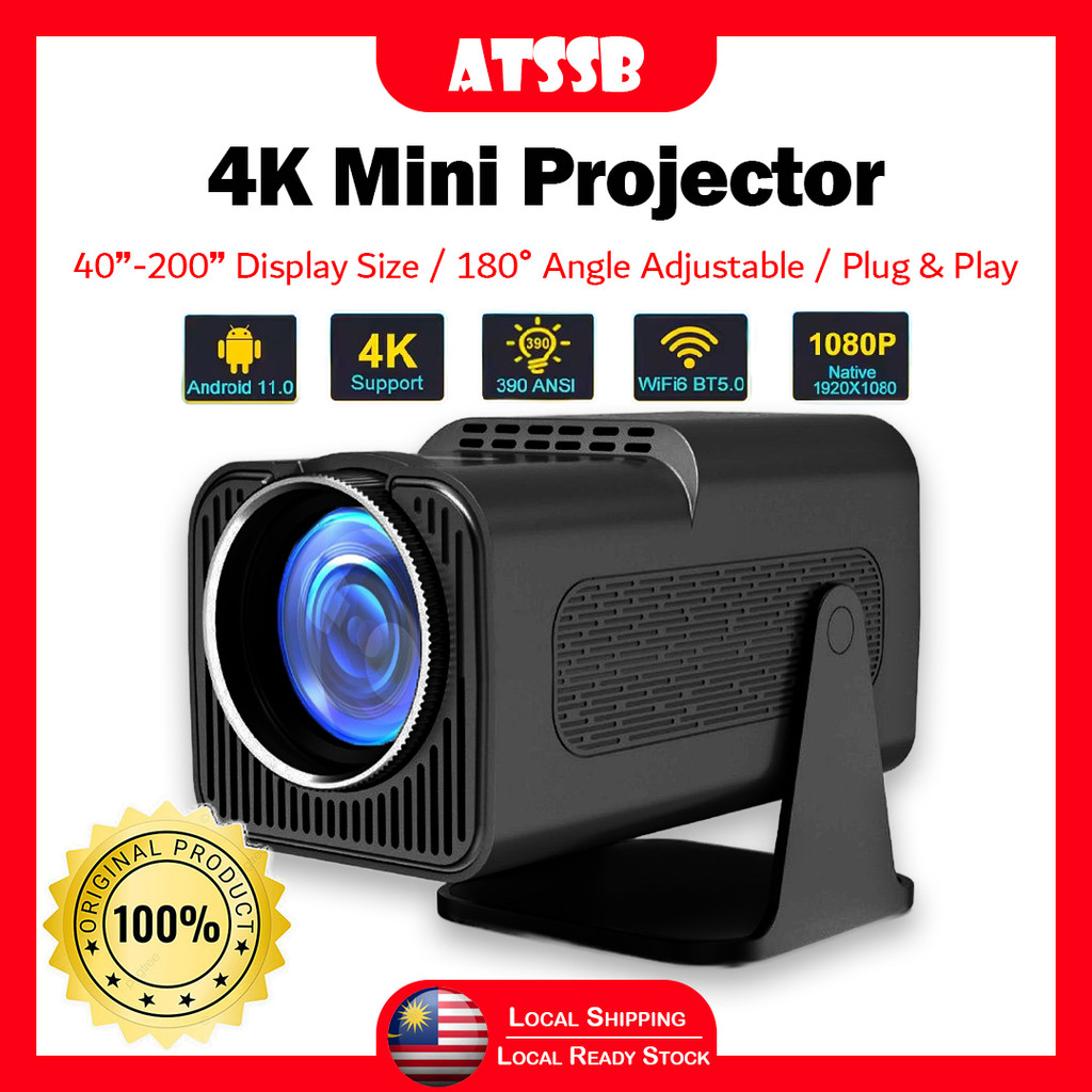 (Ready Stock) ATSSB 4K Full HD Smart Android Projector Home Projector ...