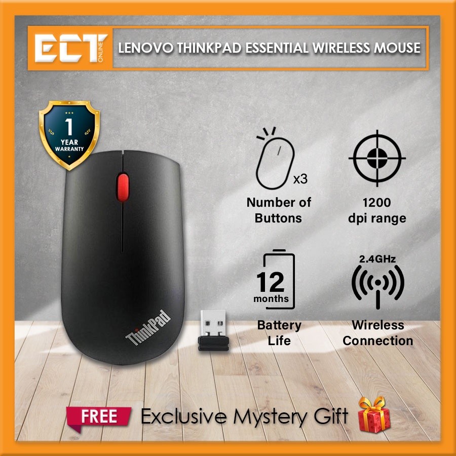 Lenovo Thinkpad Essential Wireless Mouse - Black | Shopee Malaysia