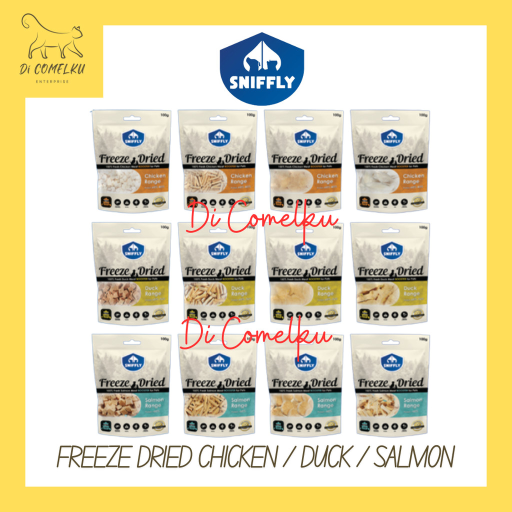 (100g) Sniffly Booster Freeze Dried Snack Dog & Cat Chicken Salmon Duck ...