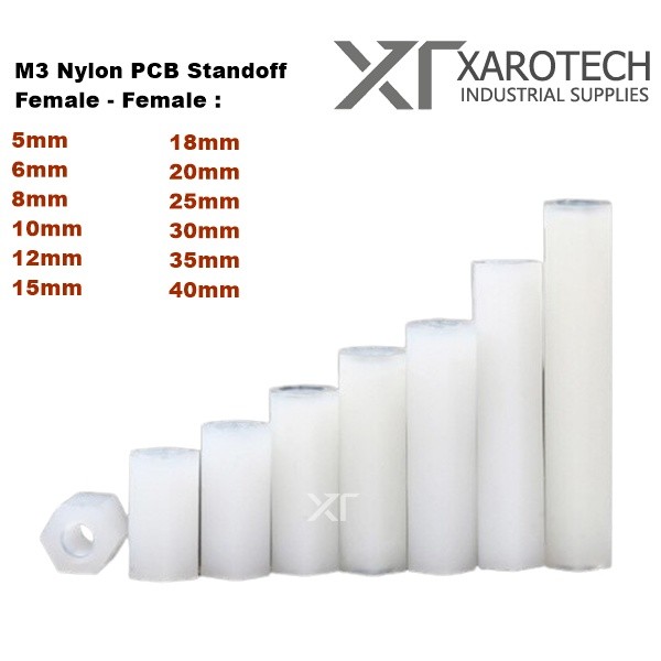 M3 Female White Nylon Hex Hexagonal Female Thread PCB Stand-off Spacers ...