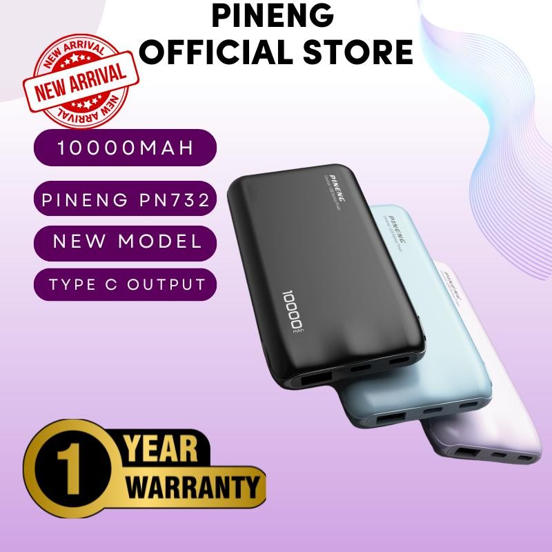 NEW MODEL PINENG PN-732 10000mAh Powerbank Type C Input&Output 10000mAh ...
