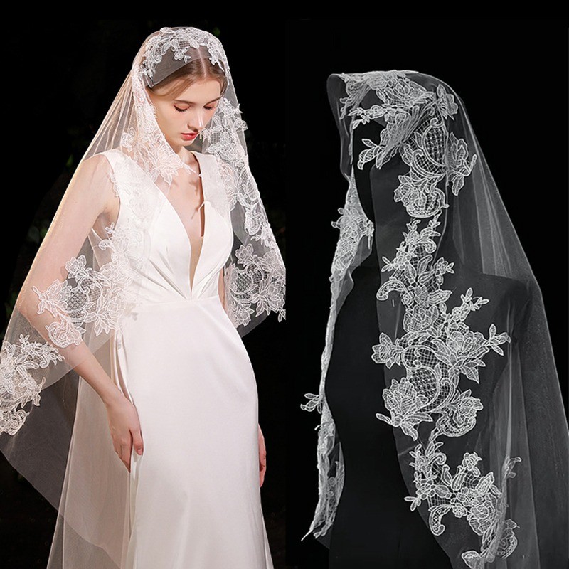 New Korean Retro Lace Long Trailing Veil, High-end Wedding Photo ...