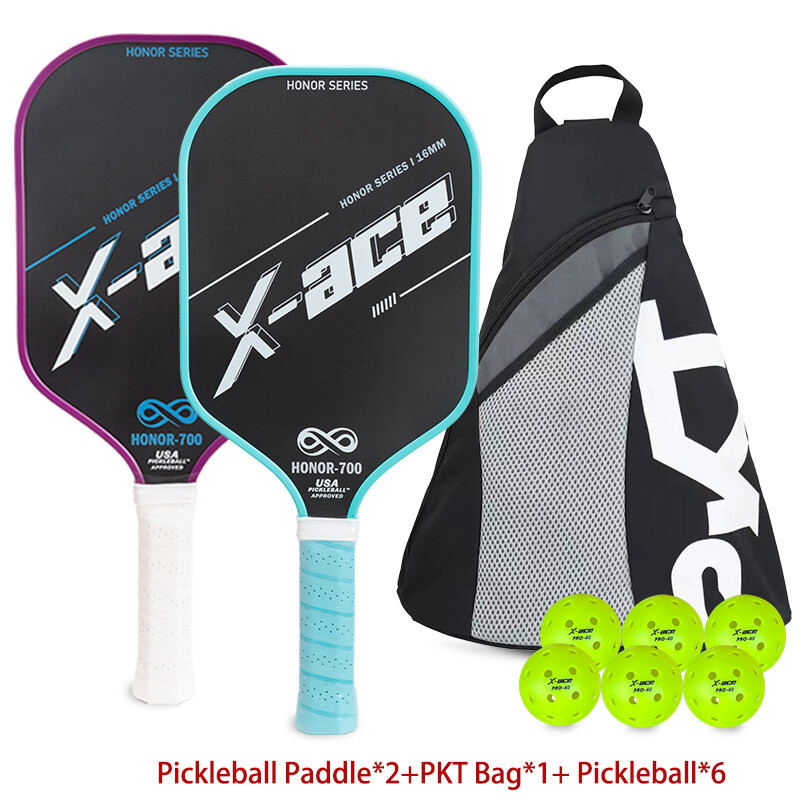 X-ACE Honor Carbon Fiber Pickleball Paddle Set, Includes 2 Pickleball ...