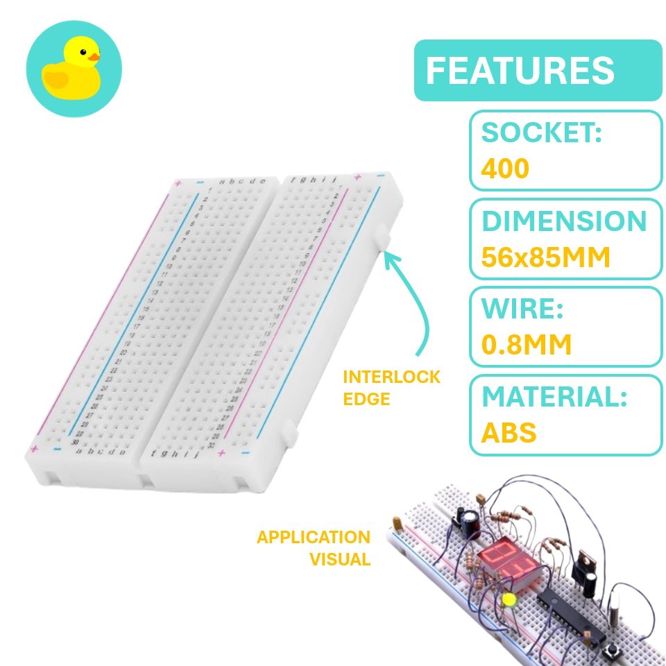 Lot De 5 Mini Breadboards 400 Pins AZDelivery - Compatible Arduino Raspberry Pi Avec E-Book Inclus