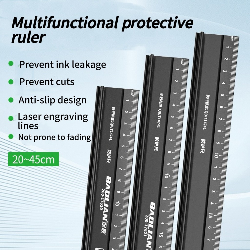 Multifunctional Protective Ruler Aluminum Alloy Anti-Slip Anti-Cut Hand ...