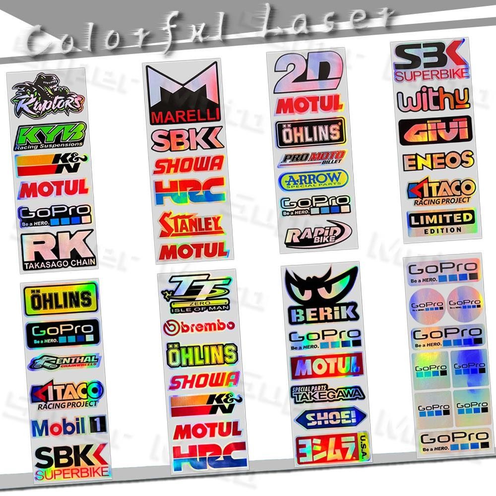 Laser Rainbow Sticker Motorcycle Sponsor Logo Decal Modified Side Strip ...