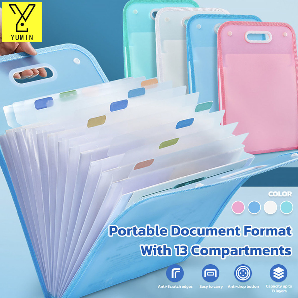 13 layer File Organ Folder Test paper Hand-held bag Multi-layer ...