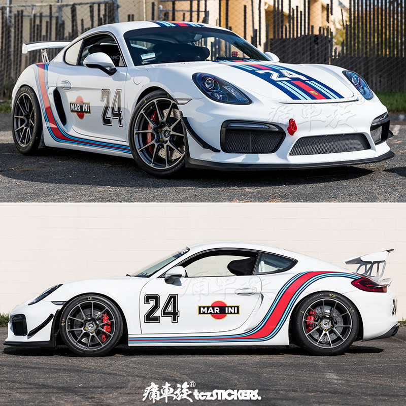 Autocollant GT4 Pour Porsche Cayman GT4 - Dimensions 27,5 X 6 Cm, Couleur Noir Satiné, Neuf