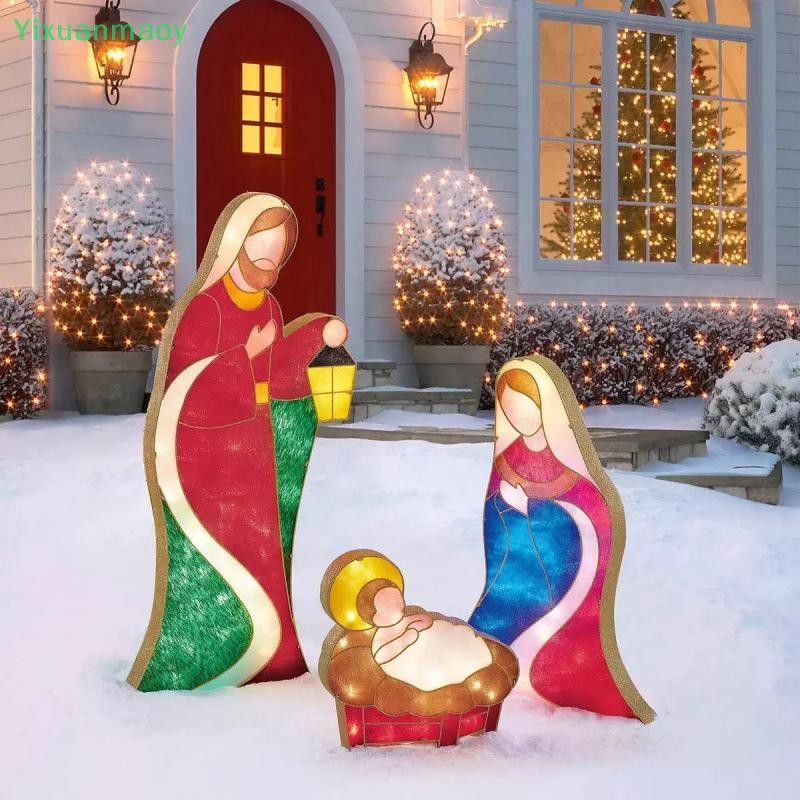 Outdoor Christmas Decorations Lighted Outdoor Nativity Set For Yard ...