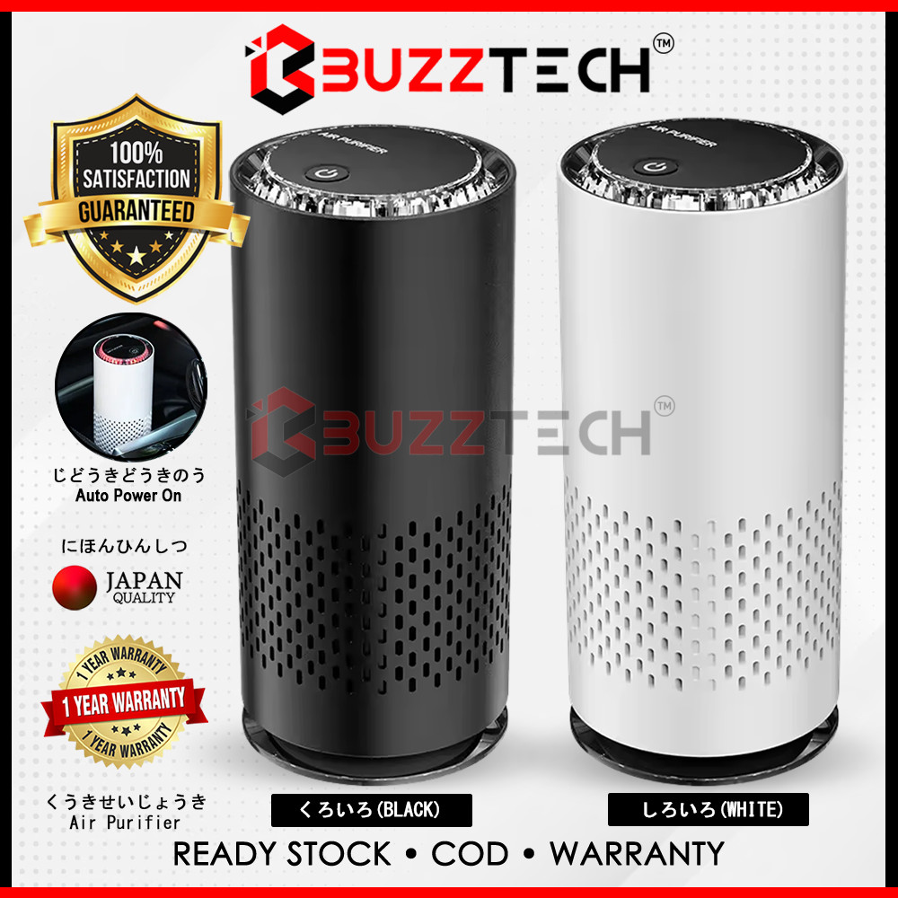 BuzzTech Portable Wireless Mini Car Air Purifier HEPA Filter Bacteria ...