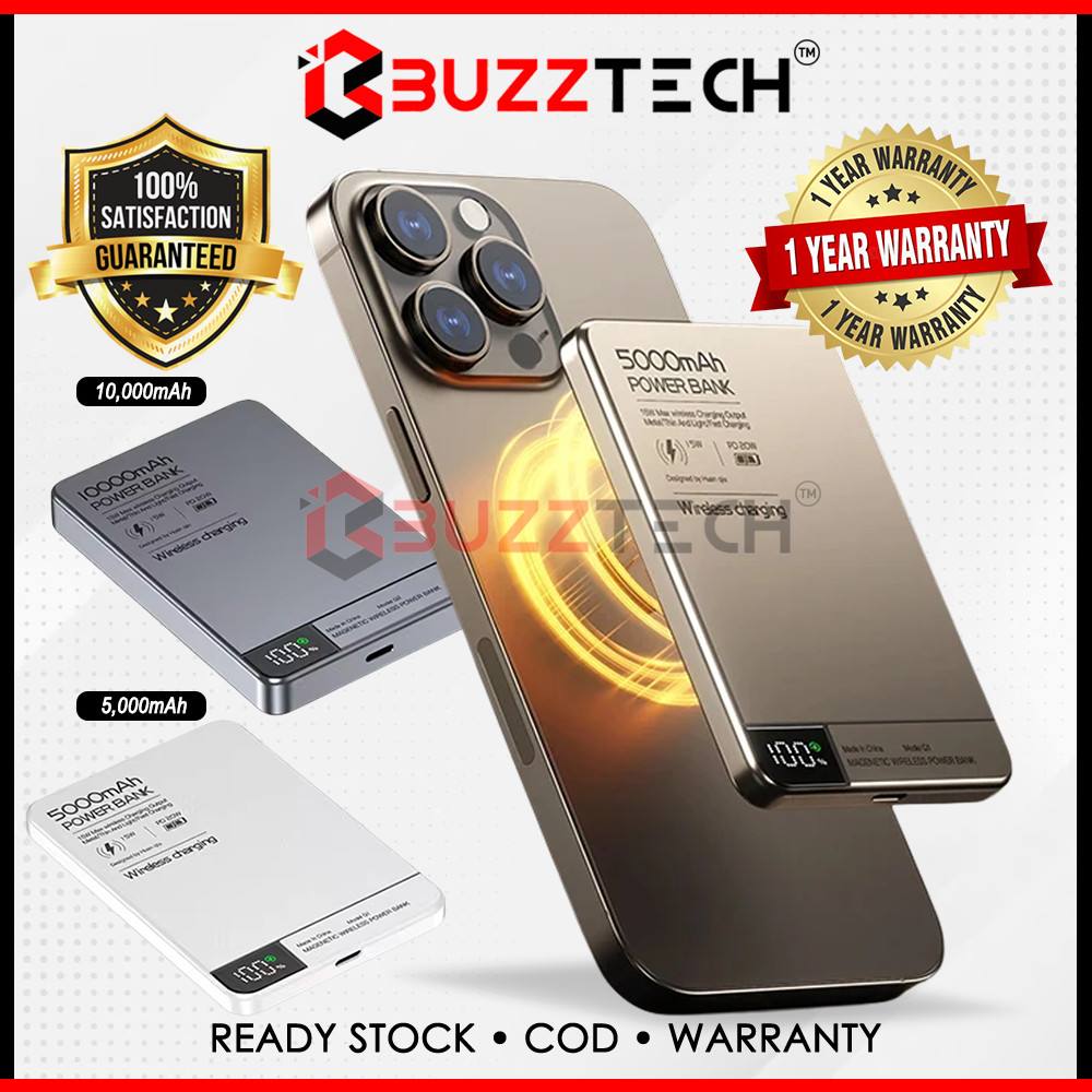 BuzzTech 10000mAh Magnetic Wireless Power Bank Ultra-Slim PD 25W Fast ...