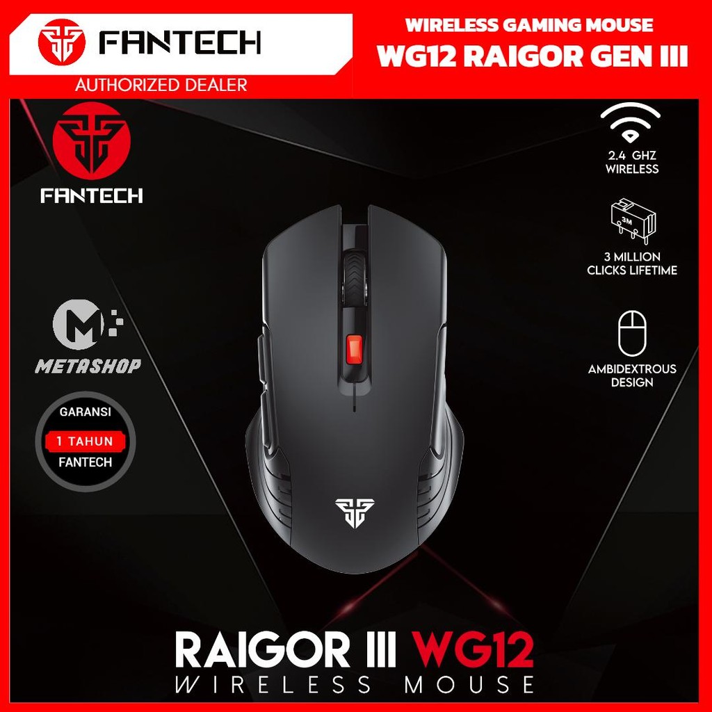 FANTECH WG12 RAIGOR Gen III Wireless Gaming Mouse 2000DPI Sensor By ...