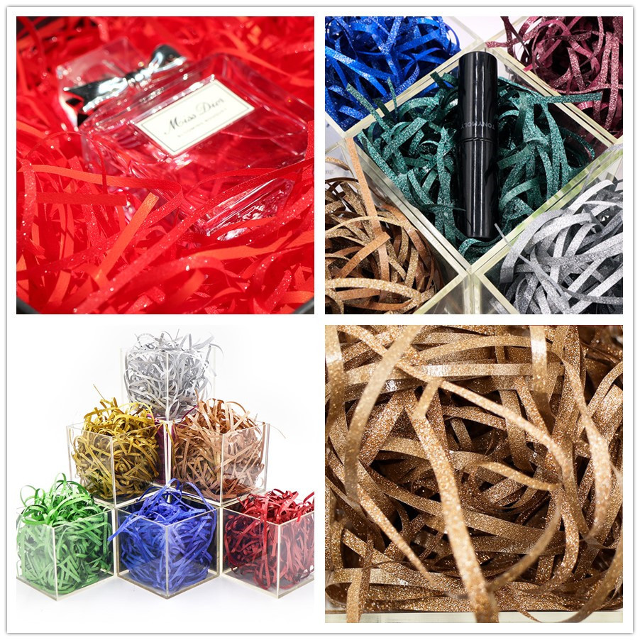 JM #𝐇𝐎𝐓 [100g] METALLIC CEBISAN KERTAS HIASAN Thread Raffia Box Filler ...