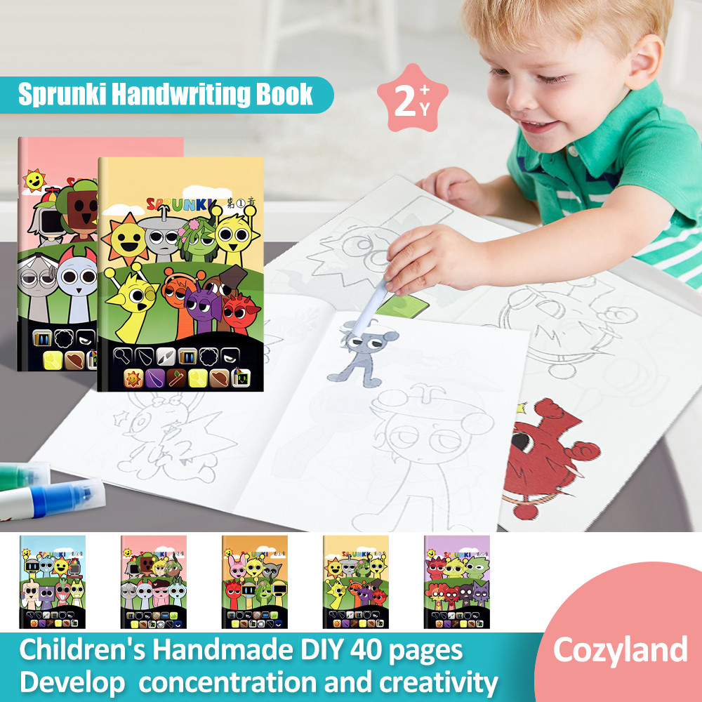 Cozyland Sprunki Handwriting Book Sketch For Kids Sprunki Coloring Book ...