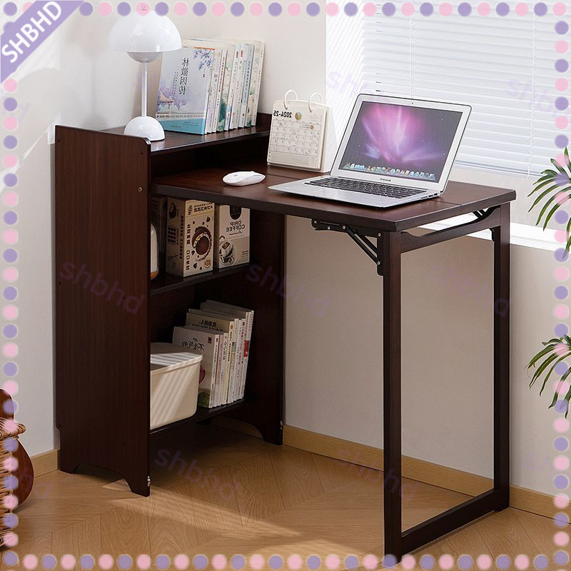 Folding Desk Bookcase Integrated Small Apartment Computer Desk ...