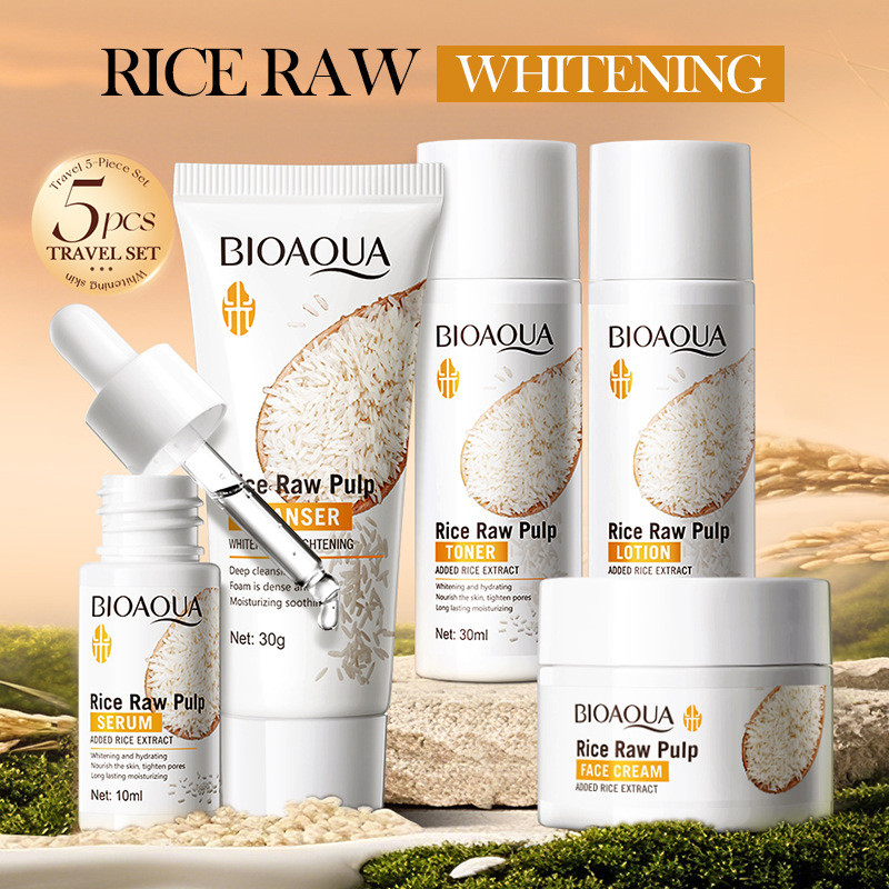 Travel Set 5 in 1BIOAOUA Rice Raw Pulp Whitening Travel 5in1 Set ...
