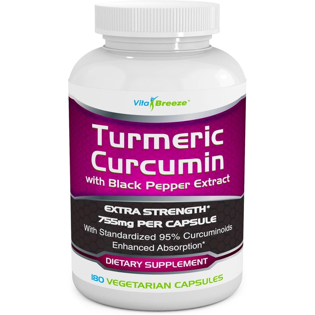 Turmeric Curcumin Complex with Black Pepper Extract - 755mg per Capsule ...