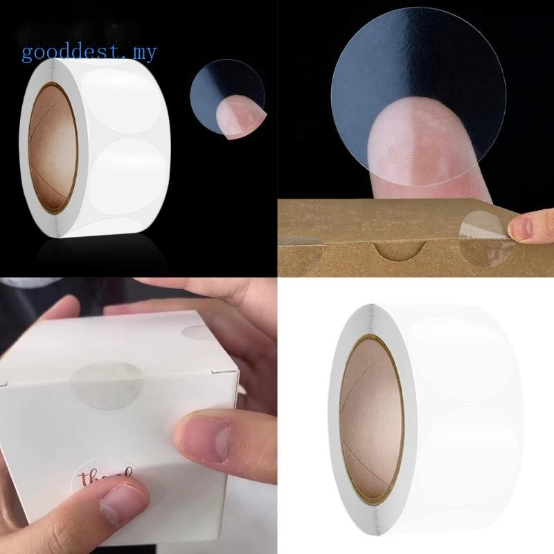 GOOD 500Count Clear Round Seal Sticker Adhesive PVC Sealing Label ...