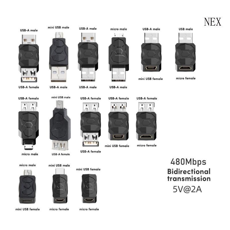NEX Usb to Micro USB Adapter Female Male Micro to Mini USB Converter ...