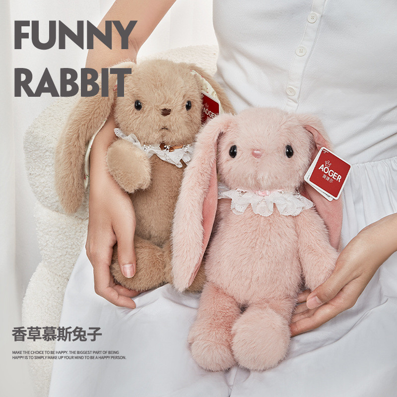 Genuine Cute Pink Bunny Plush Toy Soothing Sleeping Doll Sleeping Hug ...