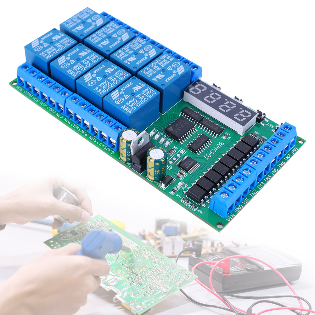 DC 12V 8 Channels Time Switch Relay Module Delay Timer Switch Board ...