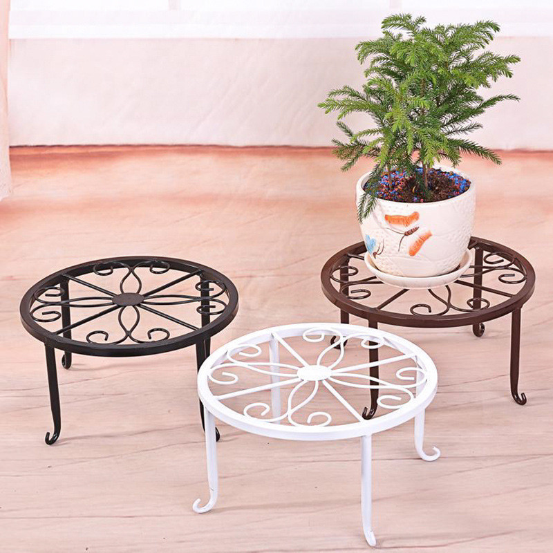 Round Flower Pot Stand Rak Pasu Bunga Metal Garden Indoor Balcony ...